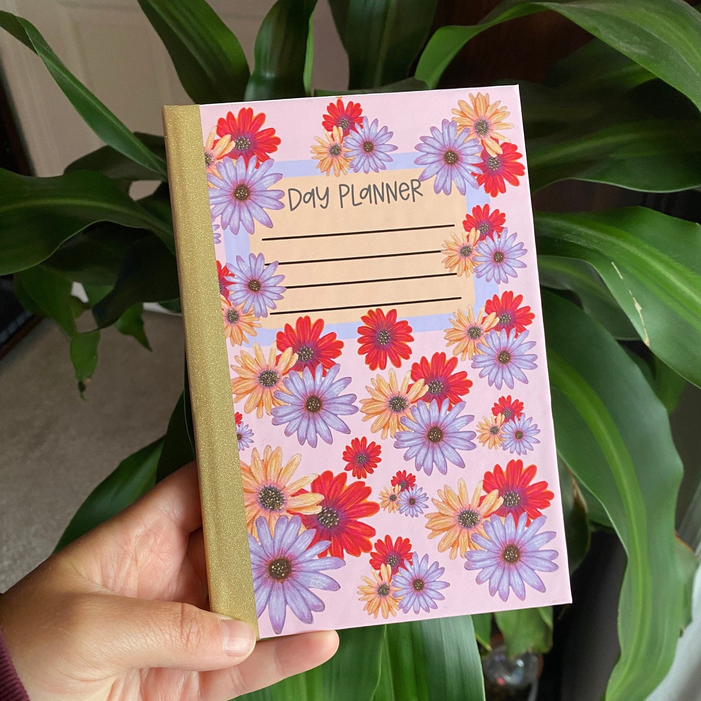 Mini Day Planner Notebook - Hard Cover Schedule planner, Botanical stationery, Pocket planner, Daily Schedule, Notepad, Hard Back Planner