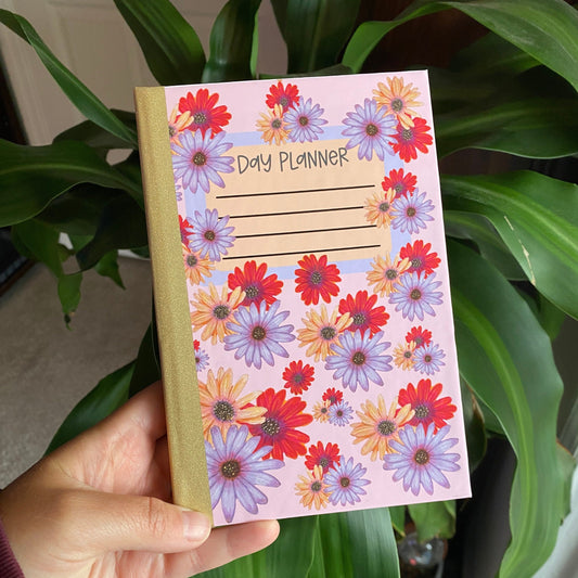 Mini Day Planner Notebook - Hard Cover Schedule planner, Botanical stationery, Pocket planner, Daily Schedule, Notepad, Hard Back Planner