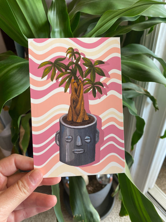 Mini Canvas board Print, Botanical Print, Boho Home Decor, Retro Plant Print, Small Art Print, Mini Easel Art Print **Mini Easel included!!