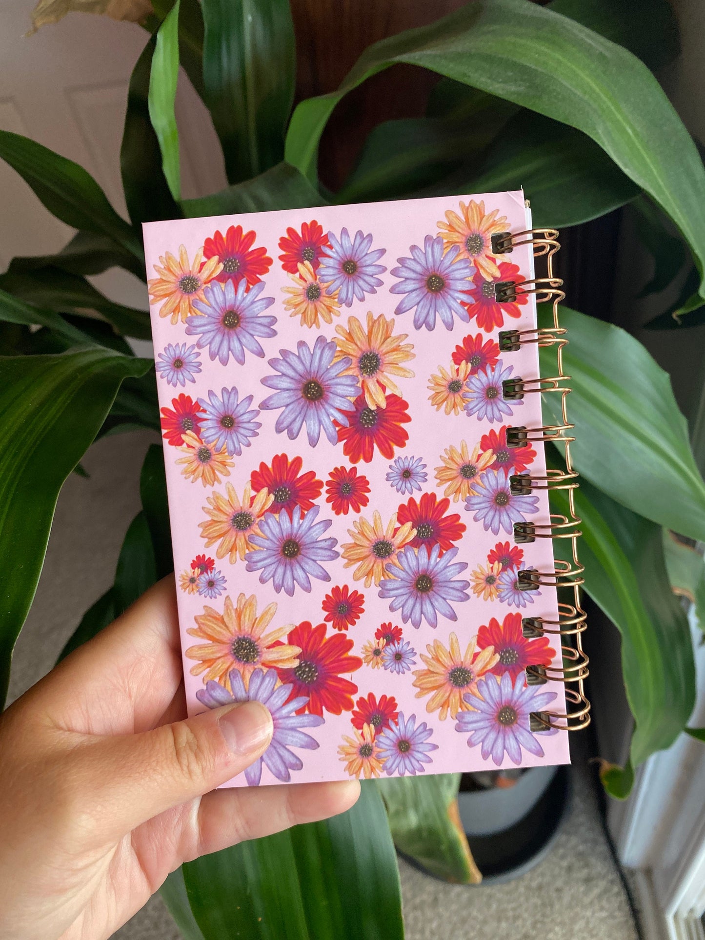 Mini Spiral Notebook - Hard Cover Handmade notebook, Botanical stationery, Spiral Notebook, Cute Sketchbook, Notepad, Mini Notebook