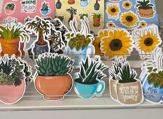 Mystery Plant Sticker Bundle  - 5 Plant sticker, Plant Mom Sticker, Laptop Sticker, Water Bottle Sticker, Set of 5 Stickers, Surprise Bundle