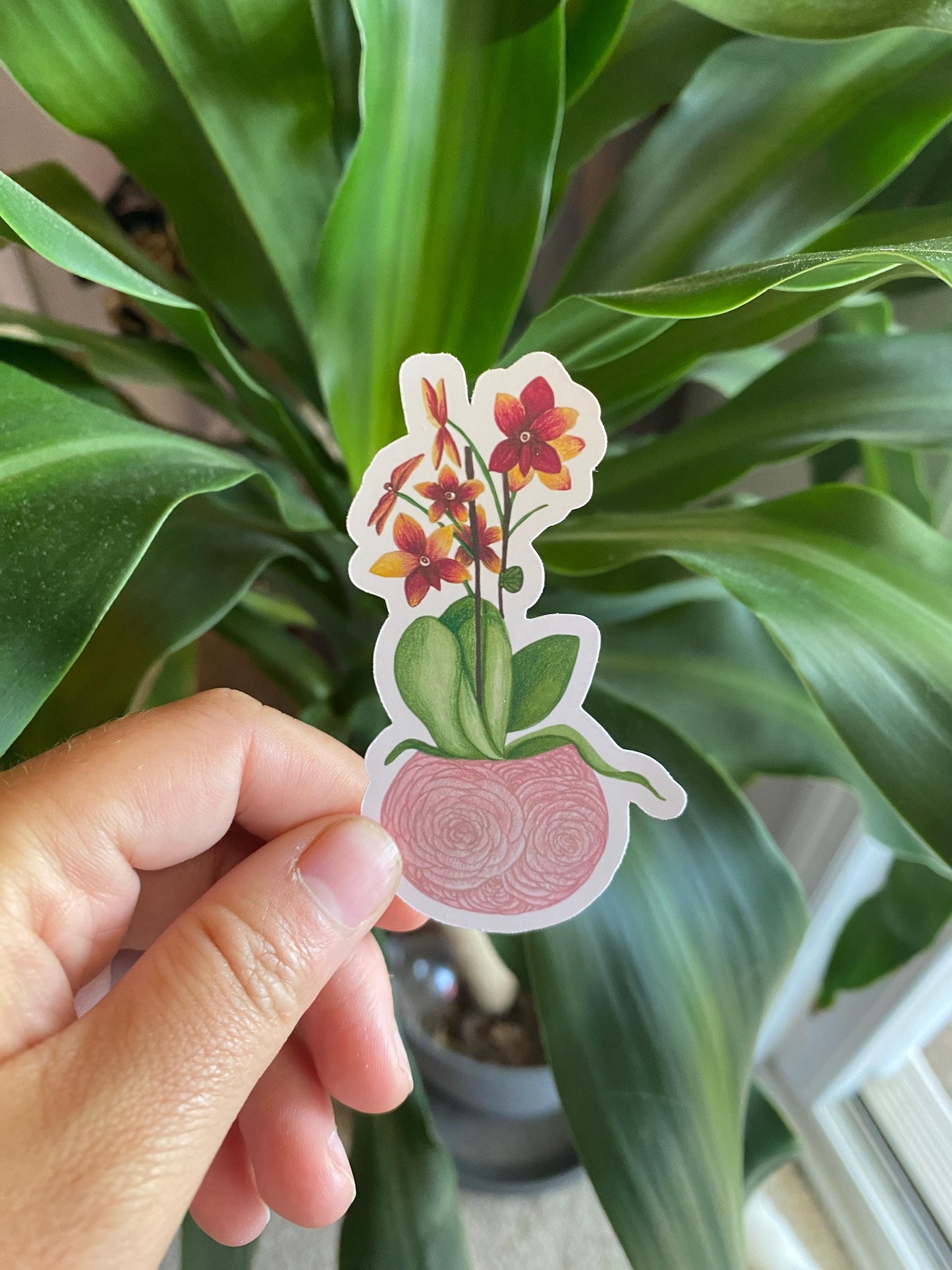 Orchid Sticker - Plant sticker, Plant Mom Sticker, Laptop Sticker, Notebook Sticker, Happy Tree Sticker, Plant Lover, Hand made sticker