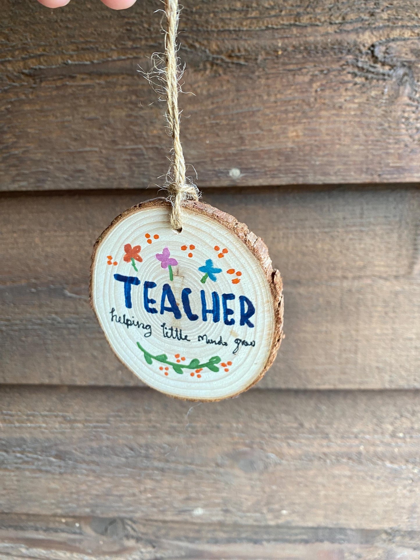 Teacher Quote Ornament - Helping little minds grow Ornament, wood Ornament for teacher, Teacher wooden ornament, Teacher gift back to school