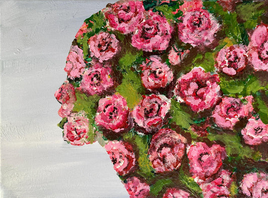 Original Acrylic Floral Painting - Floral Women, Canvas painting, Gift For Her, Beautiful Women painting, Original Painting, Rose painting